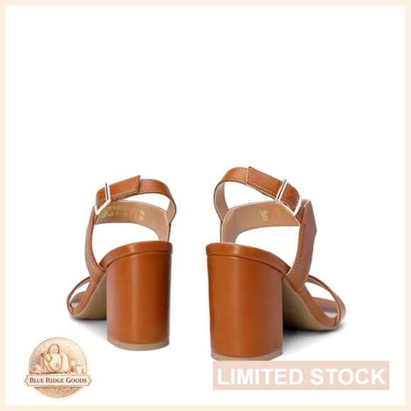 Women Square Open Toe Ankle Strap Chunky Block Heel Party  Chunky Heel Sandals Square Toe Ankle Strap Elegant Retro Formal Party Wear